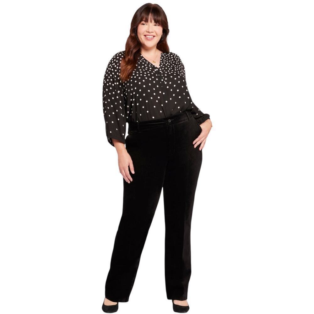 NYDJ Velveteen Staight Leg Trouser Pants High Rise Black 18W